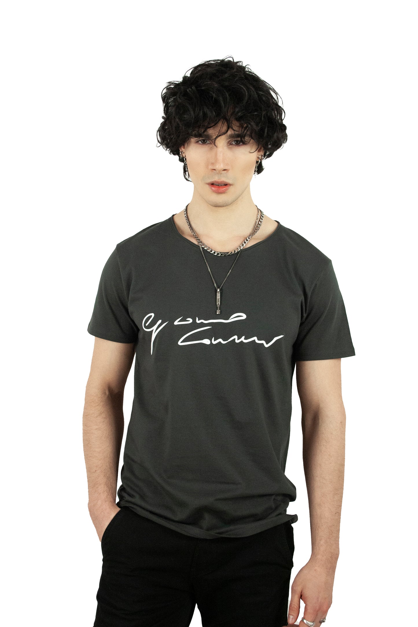 Gray Men's Elegant Short Sleeve T-Shirt